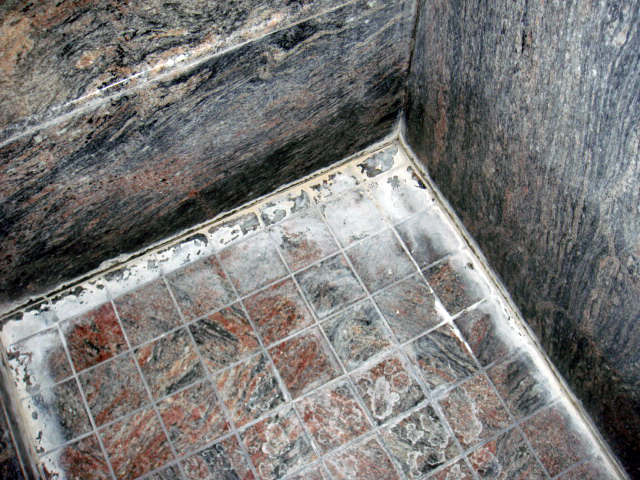 Penetrated stain deposit of calcius from hard water